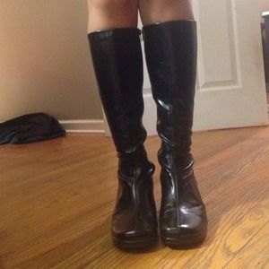 Tall Black patent boot