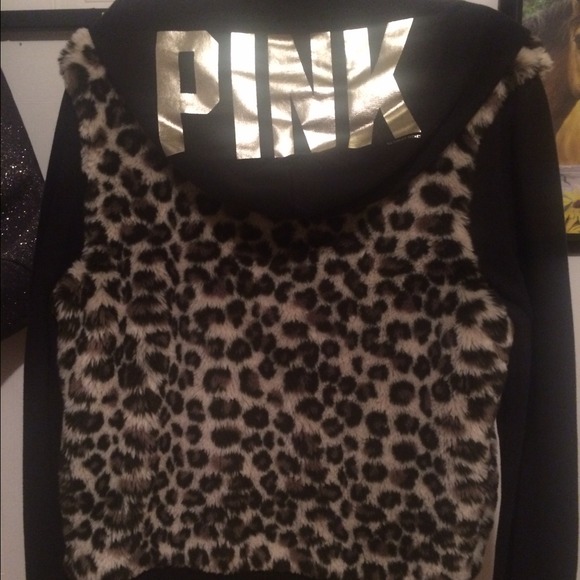 Victoria Secret PINK limited fur leopard hoodie - Picture 1 of 2