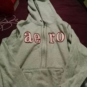 Areo hooded sweatshirt zips half way