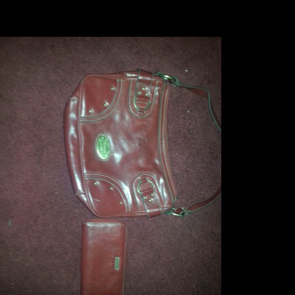 Rosetti red leather purse and wallet set