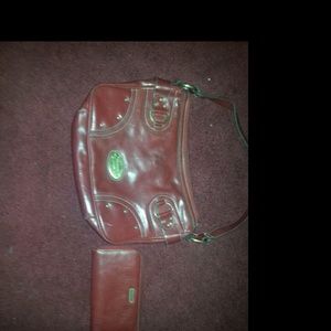 Rosetti red leather purse and wallet set