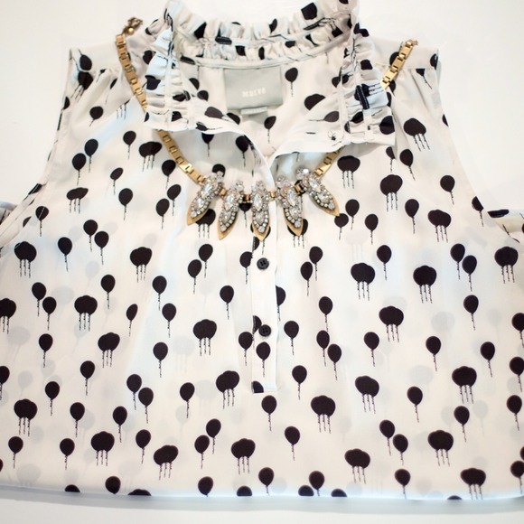 Ruffle-Neck Maeve Blouse with Balloon Print - Picture 1 of 4