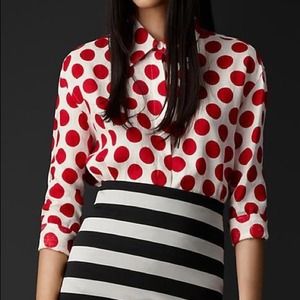 ****❤️SOLD❤️***Dark Blue Dotted Chiffon Blouse