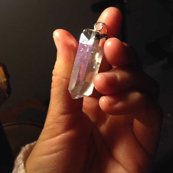 Crystal Quartz angel aura pendant
