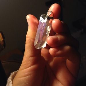Crystal Quartz angel aura pendant