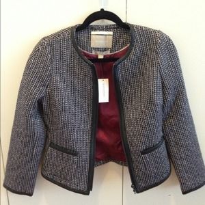 NWT Banana Republic boucle zip front jacket