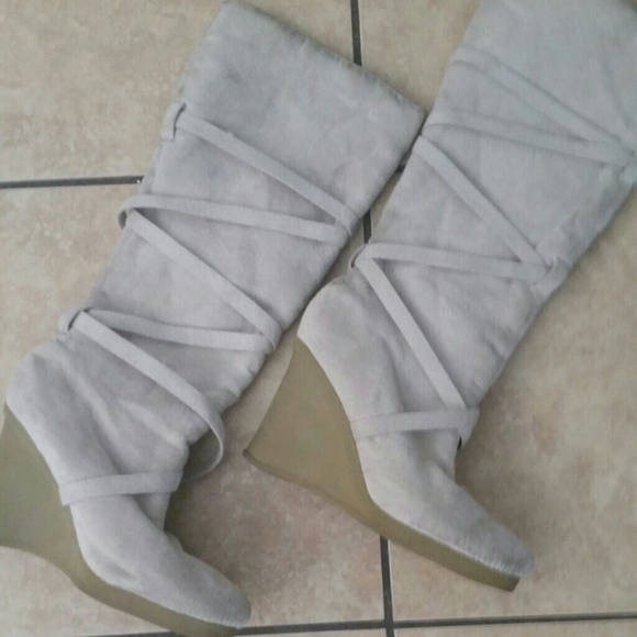 Suede Wedge Boots