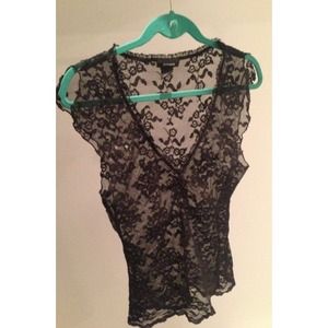 Express black lace see-through top