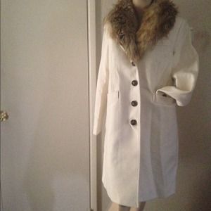 Victoria Secret Trench Coat Wool Faux Fur SZ S