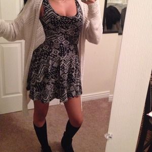 Black & white skater dress