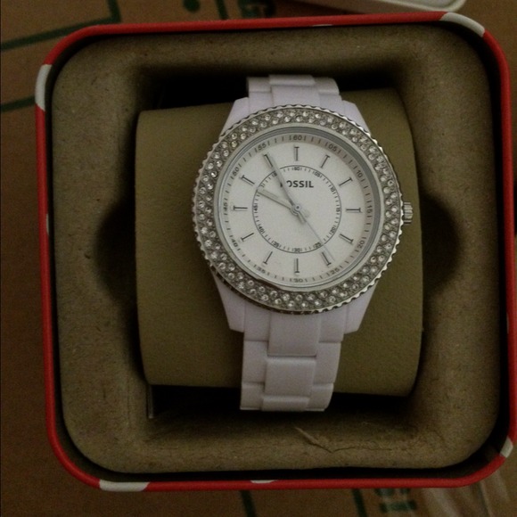 White Fossil Watch