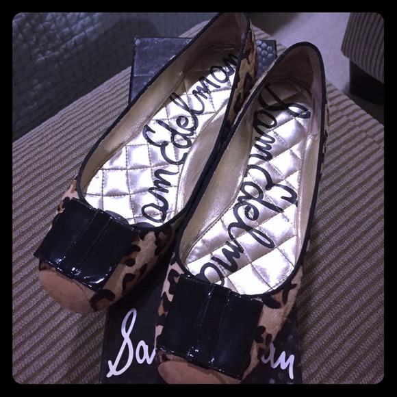 Sam Edelman animal print flats with patent bow