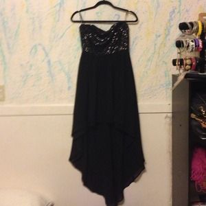 Sequin top strapless dress( hi-lo style)