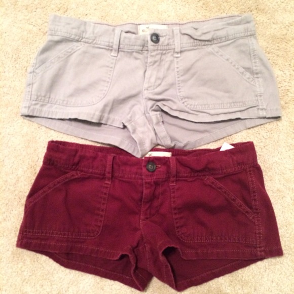 2 Pairs, Grey and Red Cloth Hollister Shorts