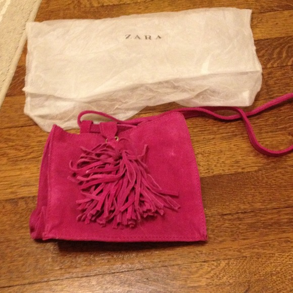 ZARA fuchsia suede crossbody bag
