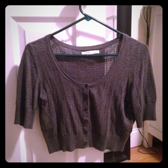 Dark gray button up midriff sweater