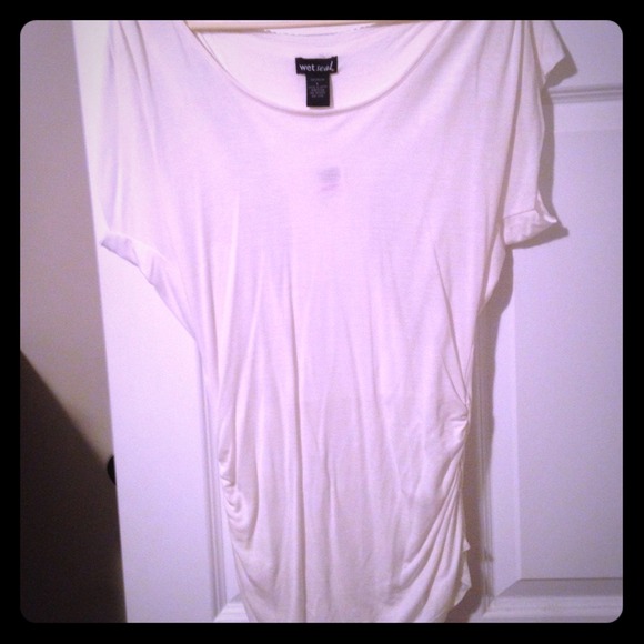 Wet Seal White Shirt with Sequin Cutout Back