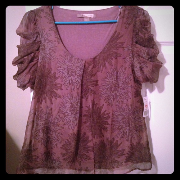 Purple floral blouse