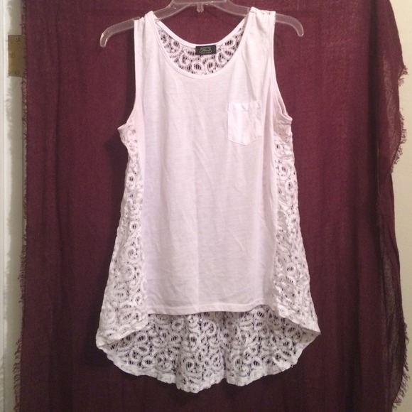 White hi-low tank top