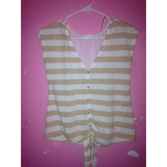 White & Gold Stripe Shirt