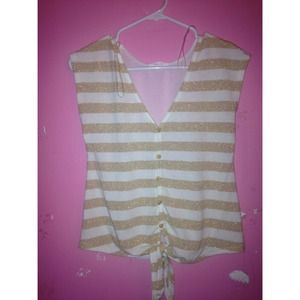 White & Gold Stripe Shirt