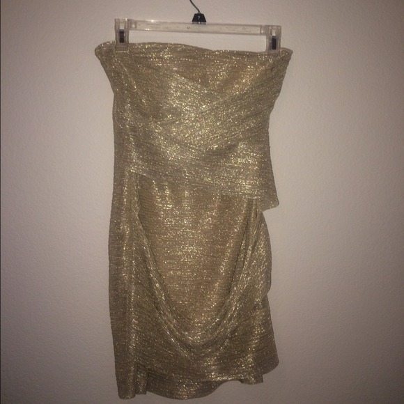 Sparkly Gold Strapless Dress