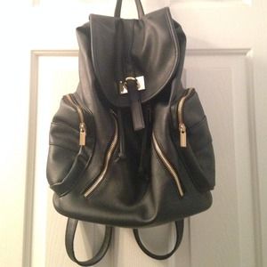 Black and Gold Leather Backpack