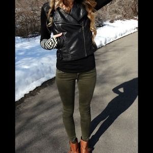 NEW⚡️H&M Khaki Green Slim Stretch Pants 5 Pocket