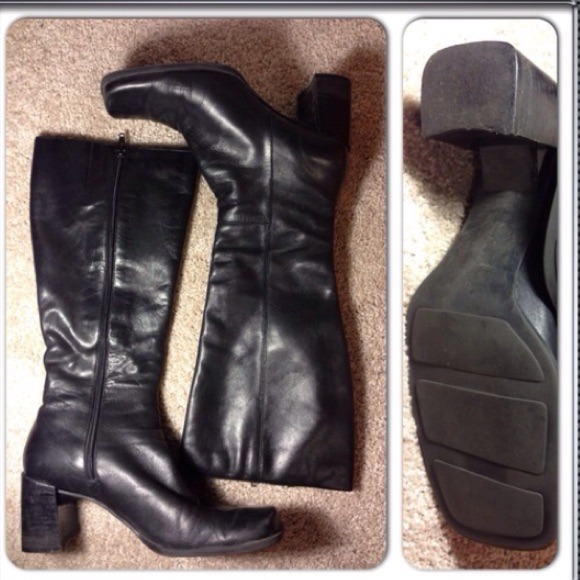 Nine West black leather boots💋💕👢👢💃