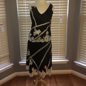 Bcbg Maxazria black and lace shirt and skirt (l)