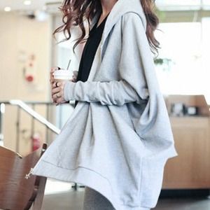 NEW Loose hooded batwing sleeve cardigan