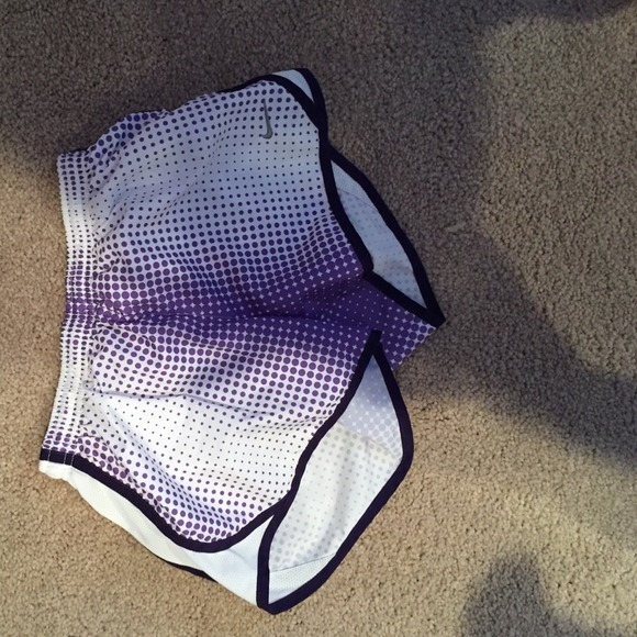 purple and white nike shorts