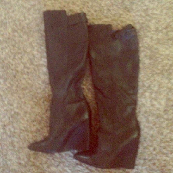 Black, leather, knee high boots.