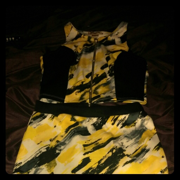 2 piece crop top and midi skirt