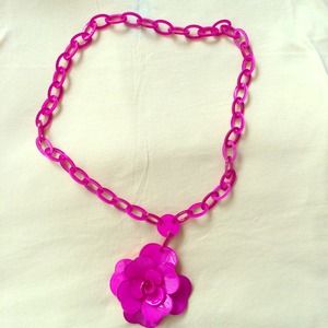 Pink flower  women necklace beautiful 14"
