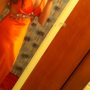 Orange sparkly dress