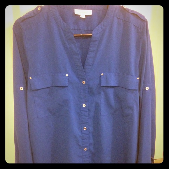 womens royal blue blouse shirt.