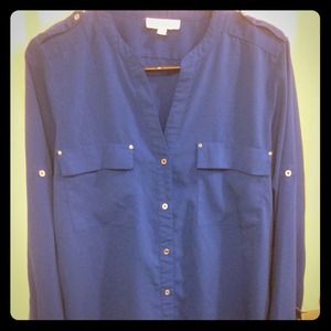 womens royal blue blouse shirt.