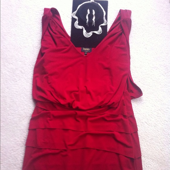 Holiday Party Ready! Laundry Red Cocktail Dress.