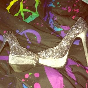 Grey Glitter Heels