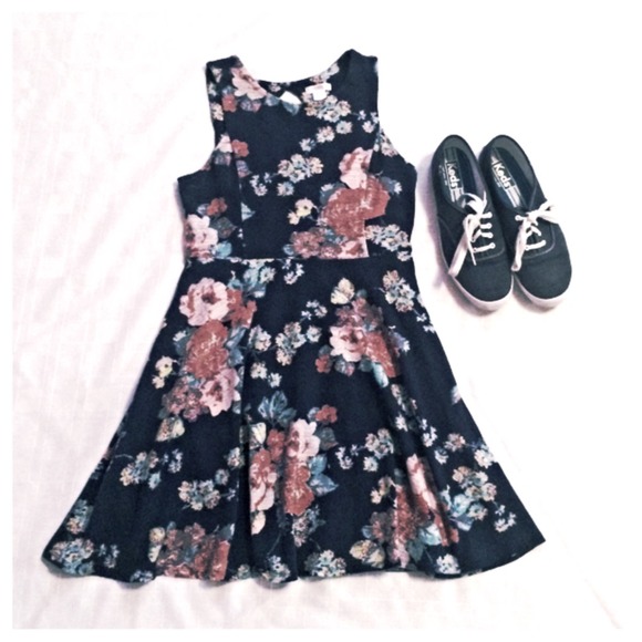 Navy Floral Dress