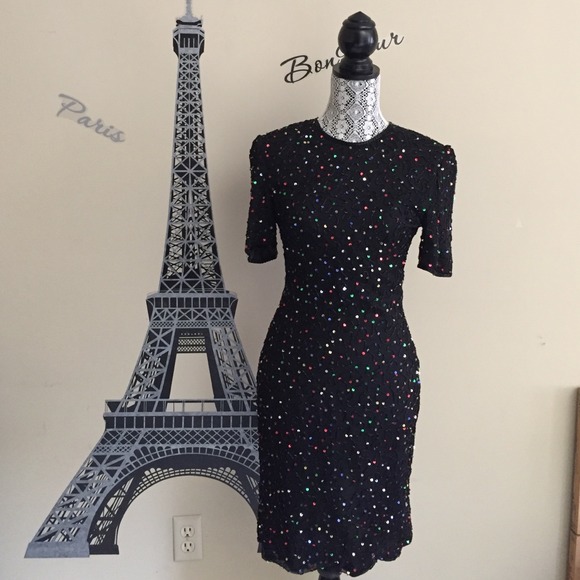 Vintage Dresses & Skirts - Twinkle Twinkle Vintage Sequin Midi Dress