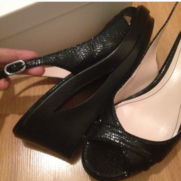 Calvin Klein Rosaria Lizard Patent Wedges