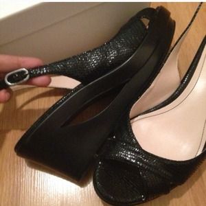 Calvin Klein Rosaria Lizard Patent Wedges