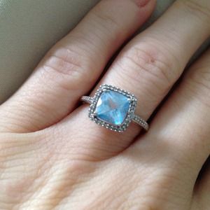 10k Square Blue Topaz Ring