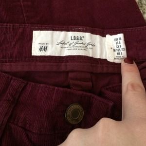 Plum colored skinny corduroys