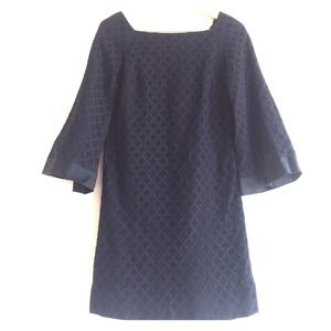 VTG 1970s black eyelet flared sleeve dress