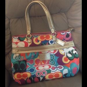 Coach Poppy Sig Pop C Pleated Daisy Glam Tote