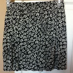 Black and white floral skirt