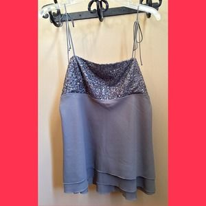 ToTheMax Gray Silky Sequin Top NWOT!